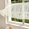 Cortina corta de encaje pastoral estilo francés transfronteriza, mosquitero sin taladro, cortina translúcida decorativa de partición de cocina opaca, cortina de café