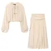 Fabricante de Ropa para Mujer Transfronterizo Venta al por Mayor 2026 Nueva Moda Elegante Conjunto de Top Oversize con Volantes y Falda