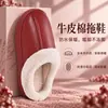 Zapatillas de Invierno de Cuero Genuino y Algodón para Mujer Estilo Nuevo de Otoño Calzado de Casa Interior Antideslizantes Impermeables con Felpa Cálida Zapatillas de Invierno