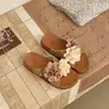 Sandálias Florais da Moda para Mulheres, Novidade de Verão 2026 Estilo Fada Casual Versátil Sandálias de Deslizar para Exterior