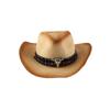 Chapéu de Cowboy Ocidental de Aba Larga da Moda Europeia e Americana para Mulheres, Novo Estilo Primavera e Verão com Borda Enrolada, Chapéu de Palha com Proteção Solar