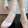 Calcetines de Malla Huecos Finos de Verano Estilo Miu Calcetines de Media Pantorrilla Transpirables con Borde Fruncido Calcetines Holgados Estilo Coreano Lindos y Dulces