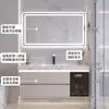 Juego de Lavabo y Gabinete de Baño Color Crema con Lavabo Cerámico Integrado para Uso Residencial
