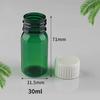 Botella de Poliéster Transparente Marrón/Verde de 30 ml con Escala, Frasco Dispensador de Reactivos, Frasco para Jarabe, Frasco para Líquidos con Tapa Antirrobo