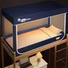 2026 Nuevo Modelo Cama de Estudiante Mosquitero Dormitorio Bloqueo de Luz a Prueba de Polvo Cama Superior de Dos Pisos para Estudiantes Mosquitero de Tres Puertas