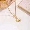 Collar de Acero de Titanio Estilo Pintura al Óleo Nuevo Jardín de Monet Colgante de Esmalte Retro Estilo Simple de Moda Versátil Venta al por Mayor desde el Fabricante