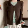 6 Lana Lavada Nuevo Diseño Otoño para Mujer Estilo Suave Suéter de Punto de Manga Larga con Falso Dos Piezas y Puntadas Color Block