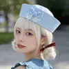 Gorra Azul Marino Bordada Europea y Americana Cosplay Uniforme de Policía Femenino Sombrero de Otoño e Invierno para Actuación Circunferencia de Cabeza Grande Sombrero de Marinero Japonés para Mujer