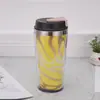 Taza Portátil de Doble Capa con Exterior de Plástico y Interior de Acero Inoxidable 420ml Tarjeta Publicitaria Impresa en Cartón Aislamiento Térmico y Frío 304 Café para Oficina