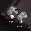 Anel aberto de moda personalizado em prata de lei s925 para casais, homens e mulheres, anel com mantra de seis palavras, artesanato em prata tailandesa