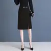 Falda de traje línea A para mujer, nueva falda lápiz profesional de cintura alta primavera/verano 2026, falda de un solo paso elegante de longitud media