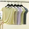 Camiseta de Verão Novo Estilo com Decote V e Manga Curta para Mulheres, Top Casual Justo ao Corpo, Camisa Fina e Versátil de Cor Sólida para Camadas