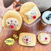 Monedero con colgante de tostada y expresión linda, bolsa de almacenamiento de juguetes de peluche, estilo japonés, creativo, pequeño, para mujer