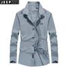JEEP SPIRIT Camisa de Manga Larga de Negocios Casual para Hombre Primavera y Otoño Talla Grande Top para Hombre 1551