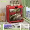 Caja de Almacenamiento Nueva Modelo para Tazones y Palillos para Uso Doméstico, Gabinete Pequeño de Desinfección para Cocina, Vajilla Multifuncional, Escurridor de Platos sin Drenaje