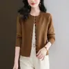 Outono Inverno Transfronteiriço Novo Estilo Moda Cardigã de Malha Feminino Elegante Petite Gola Redonda Suéter Curto Cachecol Feminino Jaqueta Pequena