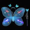 Asas de Borboleta Luminosas Decoração para Costas de Menina Pequena Brinquedo Piscante Infantil Varinha Mágica Maravilhosa de Fada Conjunto de Três Peças de Fada das Flores