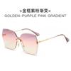 Gafas de Sol Sin Marco de Corte Recto de Una Pieza para Mujer 2022 Mismo Estilo Xiaohongshu Douyin Celebridad de Internet Tendencia Gafas para Fotografía Callejera