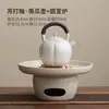 Juego de Estufa para Preparar Té Glaseada con Soda y Llama Abierta, Hervidor de Agua Anti-Escaldaduras con Asa, Aparato para Preparar Té para Camping al Aire Libre