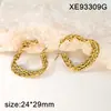 Pendientes Geométricos Chapados en Oro de Acero de Titanio Estilo Europeo y Americano, Simples y de Alta Gama, Pendientes Abiertos de Moda para Mujer, Accesorios de Lujo Ligero