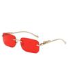 Nueva Llegada Gafas de Sol Cuadradas Sin Montura para Hombre y Mujer Gafas de Sol Decorativas Vintage de Guepardo Gafas de Sol Metálicas con Cabeza de Leopardo Transfronterizas