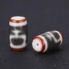 Ágata Natural Cuentas Dzi de Tres Ojos Negras y Blancas Diente de Tigre Cuentas Cilíndricas Collar Pulsera DIY Cuentas Espaciadoras Joyería Estilo Tíbet Accesorios Venta al por Mayor