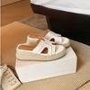 Versión de Piel de Vaca~En Stock Sandalias de Playa con Cuña para Mujer, Suela Gruesa, Tejidas con Cuerda de Cáñamo, Estilo H, para Vacaciones de Verano