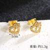 Collar con Carta de Amor de Corazón Dorado Arena Chapado en Oro de 18 Quilates, Pendientes Incrustados con Circonio, Diseño con Sentido de Elegancia y Conjunto de Joyería de Alta Gama
