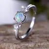 Moda transfronteriza AliExpress para ir al trabajo Palladium Blanco K redondo ópalo blanco anillo simple suministro de fábrica una pieza venta al por mayor