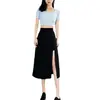 Falda Midi Irregular Adelgazante 2026 Nueva Falda Negra de Verano de Cintura Alta Talla Grande Falda de Corte A para Figuras Pequeñas