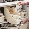 Caja de almacenamiento para cocina para utensilios de cocina, gabinete con ruedas, caja de almacenamiento para botellas de condimentos, estante de almacenamiento con ruedas y rodillos