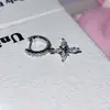 Pendientes de Moda Estilo Lujo Ligero con Microincrustaciones de Cruz y Aguja Recta Diámetro Interior 8 mm Pendientes Elegantes Versátiles Pendientes Desmontables