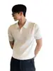 Camisa Polo masculina casual e elegante de verão, corte slim estilo coreano, gola de lapela, cor sólida, camiseta de malha fina casual, atacado transfronteiriço
