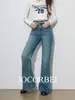 Pantalones Jocorbei de Estiramiento en Cuatro Direcciones Supermodelo Jeans de Cintura Media-Alta para Mujer, Corte Holgado, Pierna Recta Adelgazante, Pantalones de Boca de Campana