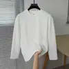 Camiseta de Manga Larga de Color Sólido Otoño 2026 para Hombre, Cuello Redondo, Corte Holgado, Versátil, Blanca, Marca de Moda, Suave, Adecuada para Usar en Capas o Sola