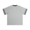Nova Marca Americana Casual Tendência Camisetas de Manga Curta com Mangas em Blocos para Homens e Mulheres Ombro Direito Versátil Cleanfit Tops de Cor Pura