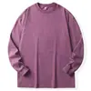 Camiseta de Manga Larga Lavada Vintage Pesada 320g Talla Grande para Hombre Xh 260, Top Retro Holgado de Moda con Copos de Nieve.