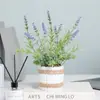 Nueva Planta en Maceta Pequeña de Lavanda Planta Verde Artificial Decoración de Escritorio para el Hogar de Lujo Ligero Planta en Maceta Pequeña de Lavanda Artificial