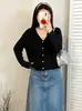 Chaqueta casual fina versátil talla extra 2026 otoño cárdigan de punto holgado para mujer top corto