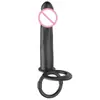 C357 Anel Vibratório de Duas Aberturas, Plug Anal de Silicone Bullet Vibratório para Uso com Ressonância