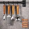 Set de Gadgets de Cocina de Madera de Acacia Cuchillo Pelador de Acero Inoxidable Rallador de Queso Cuchillo Cortador de Pizza Combinación de Herramientas para Hornear