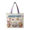 Bolsa de Lona Cartoon Fofa Coreana para Mulheres com Bom Acabamento Bolsa de Ombro com Zíper para Estudantes Indo para a Aula Bolsa de Grande Capacidade Bolsa Tote