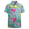 Camisa de verano con estampado de grafiti, camisa casual holgada de manga corta para hombre