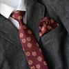 Traje de Cuadrado con Pestañas Florales de 8 CM Traje con Patrón Vintage Accesorios para Camisa Corbata Fácil de Aflojar Pañuelo de Bolsillo