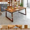 Mesa de Escritório Mesa de Madeira Maciça para Sala de Estar Mesa Grande Longa Mesa de Estudo para Leitura Mesa Dupla Longa de Computador para Casa