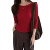 Comercio Exterior Ropa de Mujer Coreana Dongdaemun Sencilla Ajustada Manga Siete Camiseta 26 Principios de Otoño Dongdaemun Nuevo Estilo Mujer
