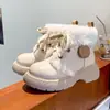 Botas de Neve com Solado Grosso para Mulheres 2025 Outono e Inverno Novo Estilo Forradas com Lã para Heattech e Aumentar a Altura Botas Brancas para Mulheres Versáteis e Fofas Botas Curtas