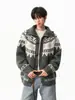 Suéter Abrigo de Punto Fair Isle con Botones de Cuerno en Solapa para Hombre Mujer Invierno Diseño con Sentido Bloque de Color Cárdigan Chaqueta de Punto Engrosada