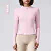 Nova Jaqueta Esportiva Outono Inverno com Gola Alta para Yoga, Ciclismo ao Ar Livre, Corrida, Modeladora, Justa ao Corpo, com Zíper, Confortável, Roupas Fitness
