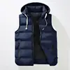 Chaleco de algodón de invierno para hombre, chaleco con capucha para hombre, chaqueta sin mangas holgada y gruesa, abrigo sin mangas de algodón acolchado moderno estilo coreano